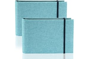 HOPTON 2 Pack Small Photo Albums 6x4, Slip in Photo Album, 200 Pages Photo Album Books, Mini Photo Book with Linen Cover for Birthday Wedding Family Travel Anniversary, Blue
