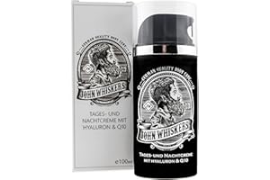 ‎JOHN WHISKERS John Whiskers Tages- und Nachtcreme – Made in Germany – mit Hyaluron und Q10 – Gesichtspflege und Feuchtigkeitscreme für Männer
