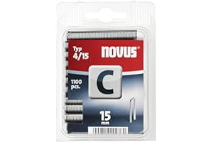 Novus 042-0390 Blister de 1100 Agrafes dos étroit 4/15 mm Rouge