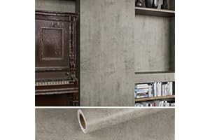 VEELIKE Carta Adesiva Cemento Carta da Parati Industrial Carta da Parati Effetto Cemento Parete Vintage Pellicola Adesiva Grigio Rotolo Adesivo per Mobili Cucina Lavabile Camera da Letto 40cm×300cm