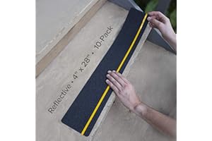 LIFEGRIP STAY ON TRACK LifeGrip Anti-Rutsch-Traktionstritte mit reflektierendem Streifen (10-Pack), 10cm X 71cm, Best Grip Tape Grit Anti-Rutsch-Band im Freien, High Traction Friction Abrasive Adhesive für Treppenstufen
