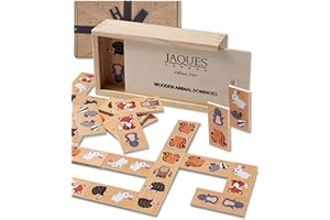 Jaques of London Wooden Animal Dominoes for Children |Fun Early Years Kids Dominoes Games for 1 2 3 4 Year Olds + | Wooden Toys and Games | Since 1795