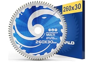 FALKENWALD® Lame de scie circulaire 260 x 30 mm (Multi) pour bois, métal, aluminium et plastique – Compatible avec Makita HS0600, Bosch et autres marques
