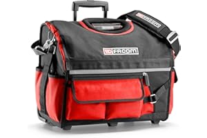 FACOM PROBAG walizka narzędziowa BS.R20PB (kompaktowa torba na narzędzia z lekkobieżnymi kółkami, 33 litry, z uchwytem teleskopowym, wiele kieszeni, z wytrzymałego 1200 Denier, wodoodporne dno z