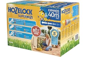 HOZELOCK - Superhoze Expanding Hose 40 m : Flexible Hose, Stretches up to 3x Original Length | With 2 Aquastop Fittings for a Watertight Connection: Ready to Use [8240A1240] Yellow & Grey