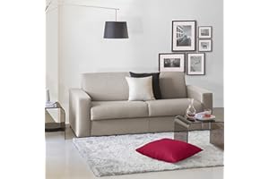 Talamo Italia Divano Letto Elisabetta a 3 posti, Sofà Soggiorno, Made in Italy, Apertura Girevole con Materasso e Rete Inclusi, in Tessuto Imbottito, con braccioli, Cm: 220x95h90, Colore Tortora