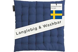 ‎LINUM LINUM Pepper Stuhlkissen 40x40 aus 100% Baumwolle, Premium Sitzpolster für Küche, Esszimmer und Outdoor, Komfortables Sitzkissen Stuhl, formstabil, Sitzkissen 40x40 waschbar, Indigoblau