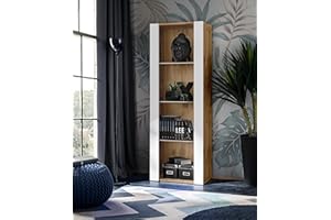 Komodee, Vitrina Tivoli, Blanco Wotan, Ancho 55 cm x Alto 159 cm x Profundidad 35 cm, SIN LED, 3 estantes, para salón, Dormitorio, Pasillo