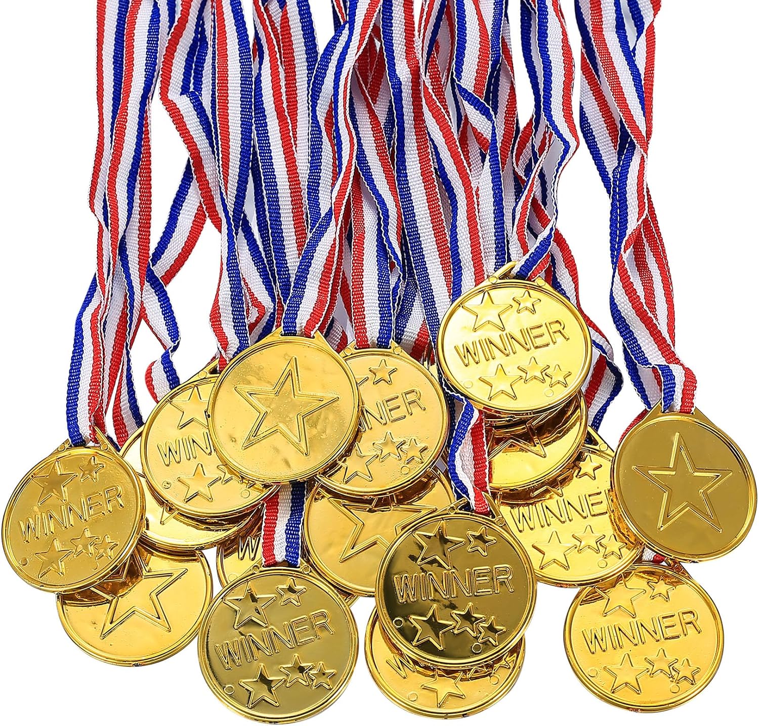 SZSIQI 30 PiezasMedallas Niños, Medallas Premios para Niños, Medallas de Ganador de Oro de Plástico Dorado para Cumpleaños, Regalo de Fiesta de Festival, Día del Deporte