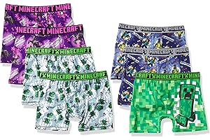 Minecraft Boys' Ultimate Gamer Athletic Boxer Briefs, 7 Soft Pairs with Coolcraft Tech Sizes 4-12