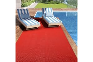 ybaymy Anti Slip Outdoor Mat 5x0.9m Swimming Pool Mat Drainage Non Slip Mats Outdoor Rubber Matting Pool Floor Roll Red