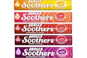 FITZEN Soothers 5X 45g Mixed Flavour Drops Mints Cherry, Strawberry, Peach & Raspberry, Blackcurrant, Honey & Lemon Bundle