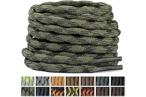 Stepace Round Boot Laces (2 Pairs) 4.5 mm Heavy Duty Thick Replacement Shoelaces for Work,Walking,Hiking,Hunting