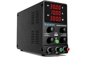JESVERTY Alimentation DC Variable, 30V 10A Régulable à Commutation Réglable DC Banc Alimentation Linéaire avec Affichage LED à 4 Chiffres de Haute Précision, Port USB 5V/2A, Réglages Grossiers et Fins