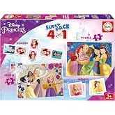Educa - Superpack Disney Princesses 4 in 1 | Puzzle, Girl Table Game | 2 Puzzles 25 and 50 Pieces, Dominos, Memory Identic |