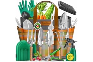 KESSER® Gartenwerkzeug Set 10-teilig mit ergonomischen Holzgriffen inkl. wasserdichte Tasche aus 600D Oxford-Material, Knieschoner, Pflanzmatte, Sprühflasche, Gartenschere, Handschuhe für Gartenarbeit