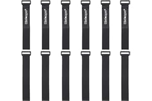 Wisdompro Klett Kabelbinder Schwarz 12 Stück, Klettband Kabelbinder Wiederverschließbar 2.5 cm x 30.5 cm Lang
