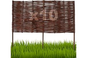 Floranica Bordures de Parterre en Saule Lot de 10 pièce 40 cm x 100 cm Clôture en Bois de Osier pour Bordure Plate-Bande Palissade Bordures de Fleurs Décoratives Panneau en Saule