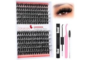 Fluffy Cluster Lashes Individual Eyelashes Kit 100D Thick D Curl Eyelash Extension Kit 10-18mm Long Volume Lashes Individual Cluster with Lash Bond and Seal Lash Tweezers by CORUSCATE