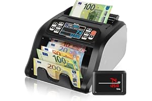 Jubula MV-300 Contador de Billetes de Denominación Mixta | Maquinas Contar Billetes Mixtos con 8 Veces Reconocimiento de Billetes Falsos | Preciso| EUR USD GBP | Contador de Dinero | Contador Billetes