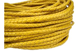 esnado Cordon en cuir tressé rond 5 mm or 1 m - Longueur au choix