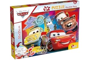 LISCIANIGIOCHI Lisciani - DISNEY CARS - 24 Pièces - Pour Enfants Dès 3 Ans - Puzzle 2 en 1 Double Face - Verso à Colorier - Développe la Créativité et la Motricité Fine