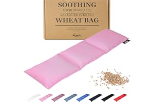 QOMFOR Worek pszeniczny, łagodzący ból, duży, kojący zestaw grzewczy, nadaje się do kuchenki mikrofalowej, pszenicy i lawendy, podgrzewany ocieplacz na szyję i ramiona, łagodzenie bólu pleców i bólu pleców,