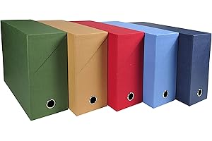 Exacompta - 89420E - Set de 5 Cajas Transfer Canvas - Fondo 120 mm - Con Ojal Metálico - Para Formato A4 - Dimensiones 25,5 x 34 x 12 cm - Colores Surtidos - Se Entrega Montado