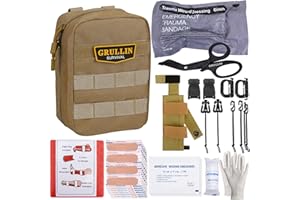 GRULLIN Kit de traumatologie Molle IFAK, Trousse de Premiers Soins Tactique, EMT d'urgence pour la Chasse au Camp de Kayak d'aventure de Voyage en Voiture, Kit de contrôle de saignement