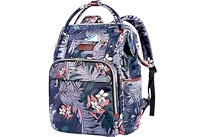 VANKEAN Sac à Dos pour Ordinateur Portable Femme 15,6 Pouces Élégant Ordinateur Travail Sac à Dos Hydrofuge Casual Daypack avec Port USB et Blocage RFID, School Business Travel, Floral