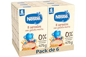 Nestlé Papilla 8 Cereales con Galleta, sin azúcares añadidos, a partir de los 6 meses, 475 g