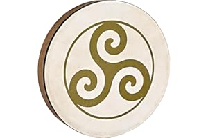 Sonic Energy 16“ Hand Drum – Triskele design – Wooden Frame Drum for Meditation, Sound Journeys, Percussion – Shamanic instrument with goat skin (HD16WB-TR)