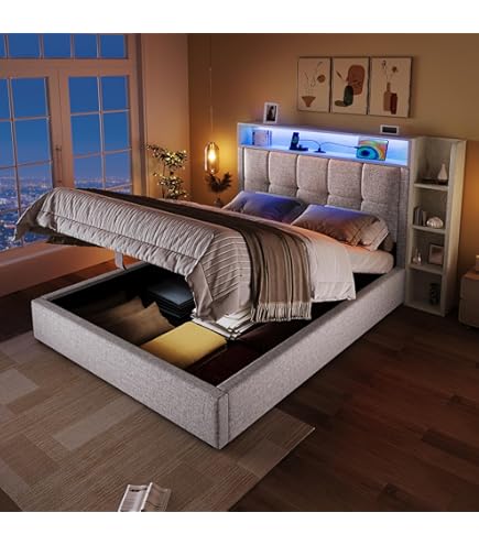 Cama Tapizada 90x200 Con Luces LED Y Enchufes USB - Cama Juvenil Con 2 Cajones, Ideal Para Dormitorios Modernos