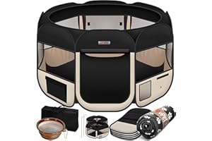 Lovpet® Kojec dla szczeniaków, składany, dla małych zwierząt, psów, kotów, w zestawie miska dla psa i koc, kojec dla psów, wybieg dla psów, tkanina Oxford, system pop-up, do użytku wewnątrz i na zewnątrz