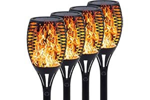 YAKii Upgraded Solar Torch Lights Waterproof Flickering Dancing Flames Outdoor Solar Torch Lights Dusk to Dawn Auto On/Off Landscape Decoration for Yard Patio Garden，Pack of 4