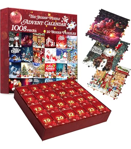 Calendario dell'Avvento puzzle per adulti, 24 scatole, calendario di Natale, conto alla rovescia, 1008 pezzi, gioco familiare di Natale (Natale 01) | Leroy Merlin