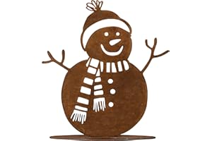 Rostikal Patine Bonhomme de Neige Norbert, Winterdeko avec Pfiff - Marron, 1