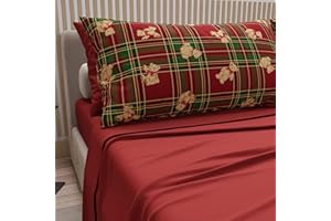PETTI Artigiani Italiani - Lenzuola in Cotone con Federe in Stampa Digitale di Natale, Lenzuola Natalizie Due Piazze, Completo Letto Matrimoniale Natalizio, Orsetto Tartan, 100% Made in Italy