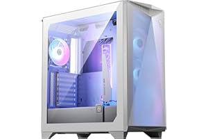 MSI MPG GUNGNIR 300R AIRFLOW WHITE Mid-Tower PC Case - E-ATX Capacity, 4 x 120mm ARGB Fans with Hub Controller, Vertical GPU Support & Stand, Dust Filters, Cable Routing, USB Type-C (20Gbps)