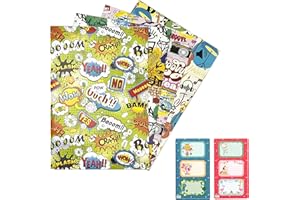 ARKRAFT Carta da regalo 4 fogli XXL include 6 stickers per ragazzi (F4 03)