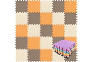 qqpp® 18 Puzzle Eva Schaumstoff Puzzlematte Puzzleteppich Kinder - Krabbelmatte Spielmatte Baby Schadstofffrei Sport rutschfest Bodenschutzmatte Fitness Matte. Orange, Braun, Beige. QQC-BFJb18N