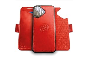 dreem for iPhone 17 Case Wallet, Revolutionary Phone Stand, Vegan Leather, MagSafe-Fit, Magnetic Detachable Flip Cover, RFID Blocking Card Holder, Gift-Box [Fibonacci:Red]