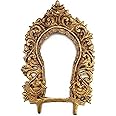 Bhunes Brass Peacock Prabhavali Frame Arch Wall Hanging Prabhawal for Temple Home Decor Prabhawali for Diety Prabhaval,Gold, 7.5 Inch, 1 Piece