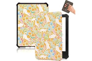 Fancity Etui kompatybilne z 6" Kindle Paperwhite 5/6/7. generacji, miękkie etui TPU z paskiem na rękę, inteligentny tryb uśpienia/wybudzenia do Paperwhite 1/2/3 (2012, 2013, 2015, 2016), Cat Orange