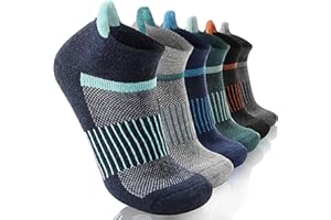 MOSEY KOSY Calcetines de Senderismo en Lana Merino Cortos Térmicos para Mujer y Hombre Running Trekking con Compresión 6 Pares