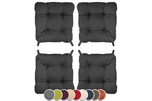 sunnypillow 4er Set Stuhlkissen mit Klettverschluss Maße: 40 (vorne) | 35 (hinten) x 40 x 8 cm Polsterauflage Auflage für Stühle/Bänke in Haus und Garten Sitzkissen Sitzauflage Gartenkissen Anthrazit