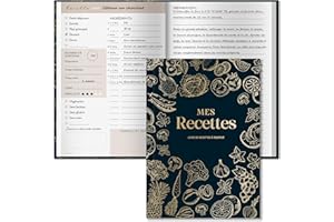 BIROYAL Carnet de recettes à remplir A5 relié | Livre de recettes vierge 224 pages | 100 recettes | Cahier de cuisine vide | Pour des plats familiaux et gourmands