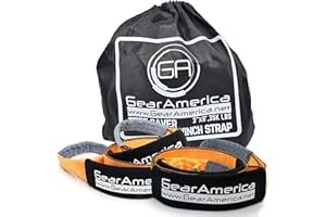 GA GEARAMERICA GearAmerica 2PK Tree Saver Winch Strap 3" x8' | Heavy Duty 35000 lbs (15.8 T) Strength | Off-Road Towing and Recovery Rope for 4x4 or Truck | Reinforced Loops + Adjustable Sleeves + Storage Bag + Tie