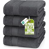 Utopia Towels - Bath Towel Set (4 Pieces, 69 x 137 cm) (Grey) | Ring Spun Cotton - Soft, lightweight and durable bath towels