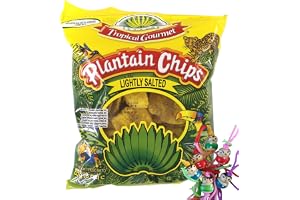 [10 x 85 g] TROPICAL GOURMET bananchips [lätt salta] Ecuador + en liten lyckopåse – trävisp